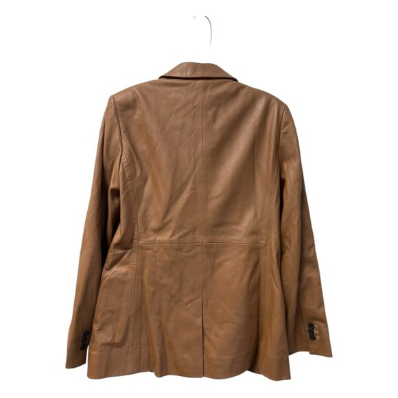 NWT FRAME ’70s Double-Breasted Leather Blazer Latte Size 6 - Picture 11 of 11